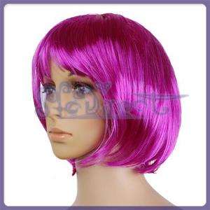 Fashion Cosplay party Short Bright Violet Hair Wig w Bang  