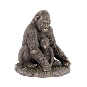 Gorilla Sitting with Baby Gorilla Sculpture 