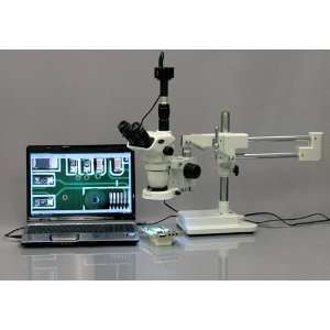 2X 45X Stereo Boom Microscope with 80 LED Compact Ring Light and 1.3M 