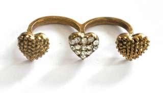 Two finger open ring heart goth vintage jewellery UK seller retro 