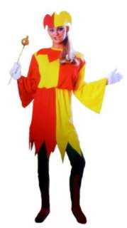 Jolly Jester Adult Costume includes Red and Yellow Dress and Hat 