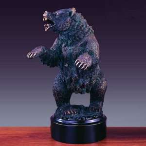  Growling Bear Bronze Finish Statue with Base, 12 inches H 