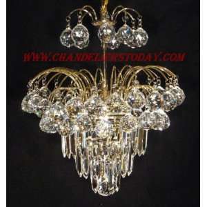  Gold 1002 Chandelier with Grandcut Crystal Spheres and 