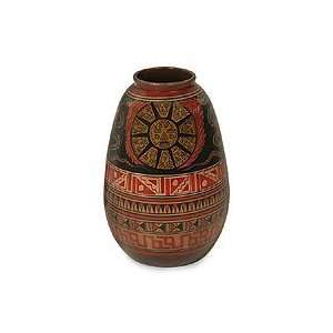  Ceramic vase, Inca Sun God