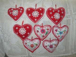 Mama Mias handmade embroidered HEARTS pin cushion  