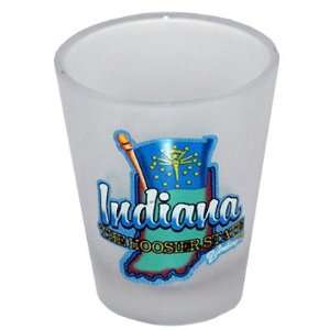 Indiana Shot Glass 2.25H X 2 W Frosted Map/Flag Case Pack 96 