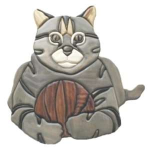  Intarsia Collection OAK WOOD CARVING Mosaic 14 CAT WITH 