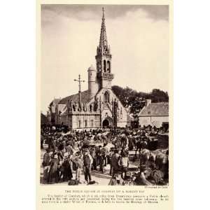  1923 Print Public Square Market Day 15th Century Gothic Church 