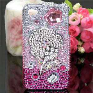 iPhone 4S Irish Flower Premium 3D Diamond Cover Case Pink Silver 4S/4 