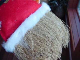 RETRO Vintage SANTA CLAUS rubber face w sack on straw 18 CHRISTMAS 