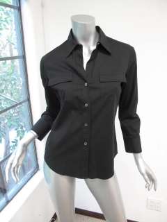 Theory Black Long Sleeve Button Down Pocket Top S  