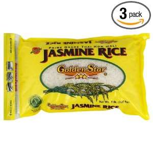 Golden Star Rice, Jasmine, 5 pounds (Pack of3)  Grocery 
