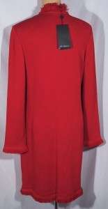 ST. JOHN Knits Santana Knit Ruby Red Rockstar Long Jacket Blazer sz 12 