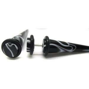   Fake Expander 0G Ear Cheate Blac Mable Taper Spike 