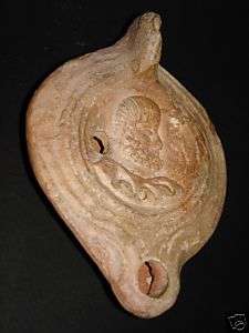 Ancient Roman Oil Lamp with bust of Jupiter or Jove  