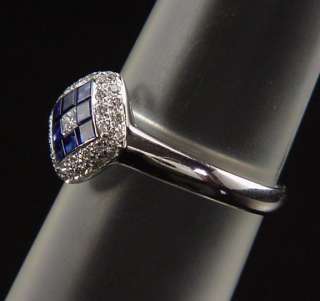 SPECTACULAR LEVIAN 18K WHITE GOLD FRENCH CUT SAPPHIRE & PAVE DIAMOND 