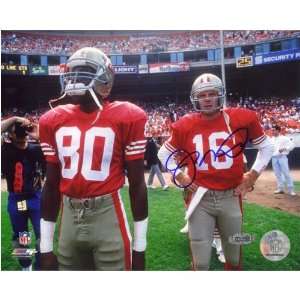 Signed Jerry Rice Picture   Jersey Joe Montana Red w8x10  