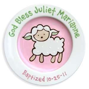  Loveable Lamb (Girl) Birth Plate by Little Worm 