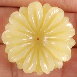 A0033 Lemon Jade Carved Flower Pendant Bead (free ship)  