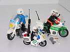 playmobil lego vintage police men 3 bikes motorcycles 80 s