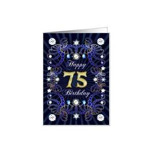 75th Birthday card, Diamonds and Jewels effect Card Toys 