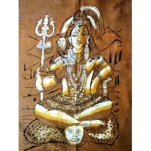 Lord Shiva Batik Painting Wall Hanging 22 X 16