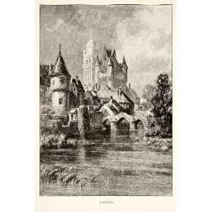  1900 Print Loches France Bridge River Edward Bearne Indre 