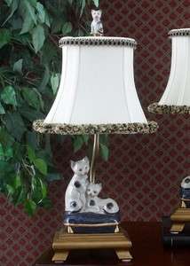 BRASS & PORCELAIN FIGURAL CAT LAMP MATCHING FINIAL LEFT  