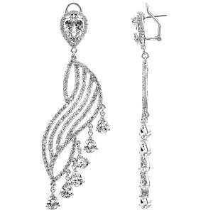   Zoranas Pear Cut CZ Dangle Statement Earrings, Pearl, 1 ea Jewelry