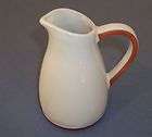 DANSK White Pottery Creamer or Small Pitcher   Red Clay