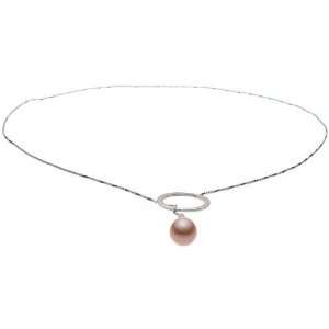 18K White Gold Plated Necklace with Genuine Pearl Pendant 