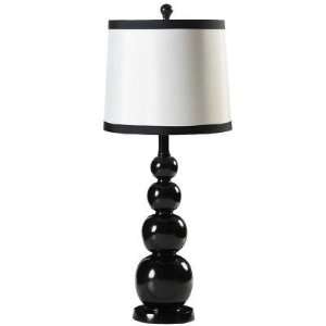 Klaussner Furniture Glossy Black Stacked Ball Lamp with White Fabric 