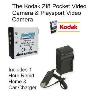  Kodak Klic 7004 1100mAh Replacement Battery + 1 Hour AC/Dc Battery 