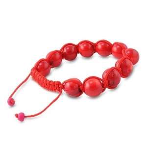  Red Coral Bead Knotted Bracelet in Red String   Bead Size 