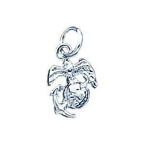  Sterling Silver Marine Corps Emblem Charm: Jewelry