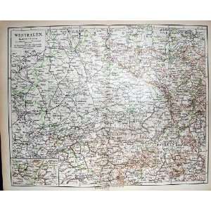   German Atlas 1900 Map Westfalen Dusseldorf Wesel
