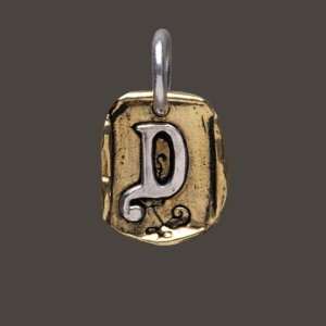 Waxing Poetic Gothic Initial Charm Pendant Sterling Silver Brass D