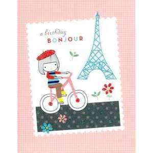   Greeting Card a Birthday Bonjour Eiffel Tower
