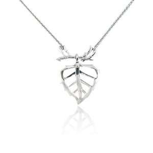 Morelli White gold New Paul 18k Leaf Necklace Jewelry