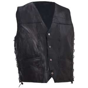 Diamond PlateTM Rock Design Genuine Buffalo Leather Vest SIZE LARGE 