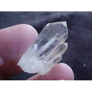  S3417 Clear Quartz Crystal Father & Son Record Keeper 