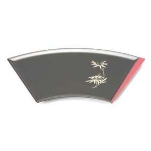    Plastic Lacquer Fan Shape Sushi Plate Black