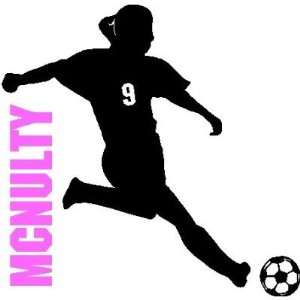 SOCCER GIRL WITH CUSTOM NAME/NUMBER.WALL ART STICKERS DECAL SOCCER 