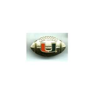  Miami Hurricanes Gold Football Logo Lapel Pin: Sports 