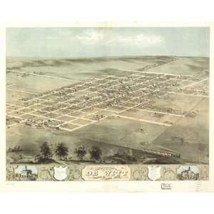  1868 birds eye map of city of De Witt, Iowa