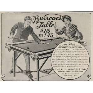   Burrowes Pool Billiard Game Table   Original Print Ad: Home & Kitchen
