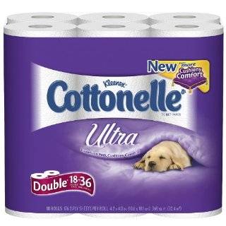 Cottonelle Ultra Toilet Paper Double Roll, White 176, 12 Pack (Pack of 