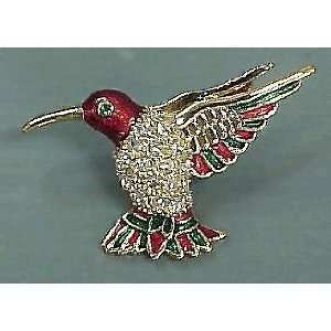  Red Hummingbird Crystal Pin/Brooch 