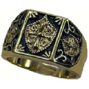  M 229 Templar Knight Mason Masonic Mens Ring 18kt Gold 