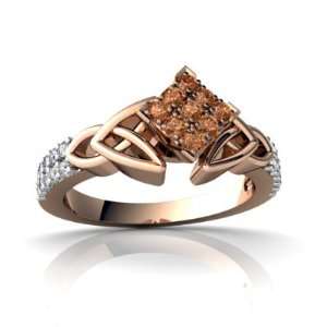  14k Rose Gold Cognac Diamond Engagement Ring Size 6.5 